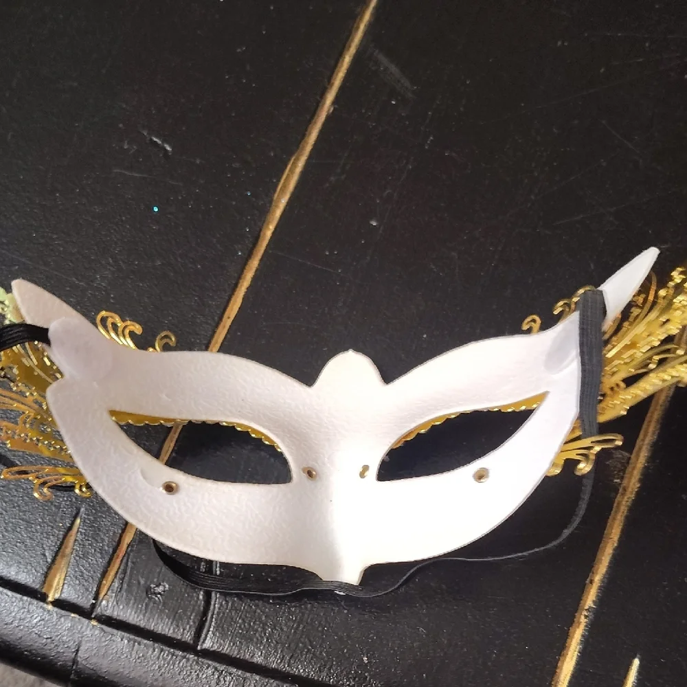 Elegant Gold and White Masquerade Face Mask